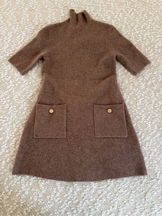 Zara Dresses & Skirts - Zara Mock Neck Sweater Dress in Light Brown
